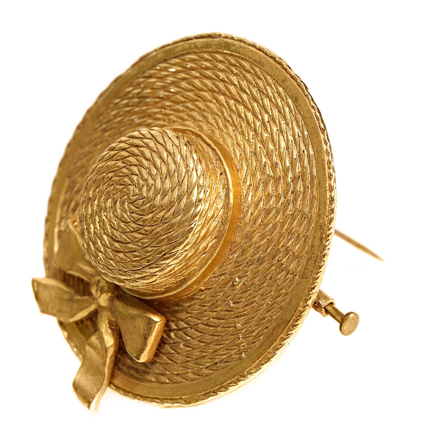 Chanel Gold Vintage Hat Pin Brooch In Excellent Condition In Palm Beach, FL
