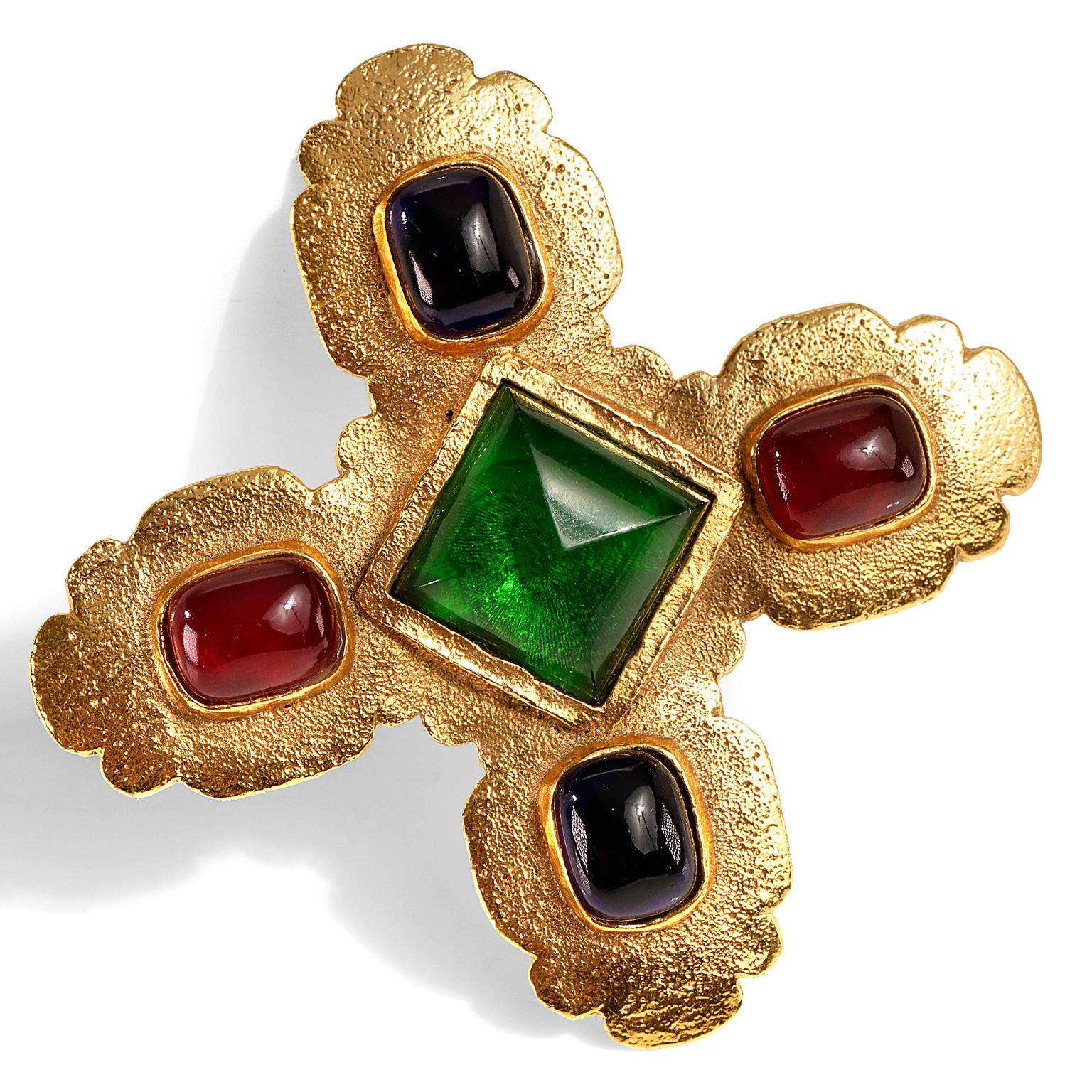 Women's Chanel Gold Gripoix Maltese Cross Brooch Pin, late 1980s