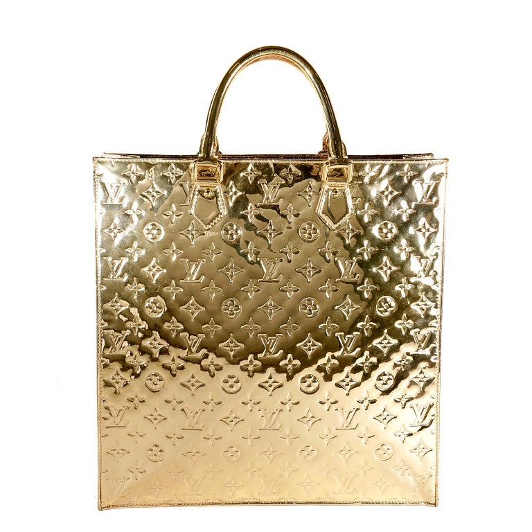 Louis Vuitton Tote Bag Gold Mirror Sac Plat Monogram Ｍ40268 Ornament Auth  New
