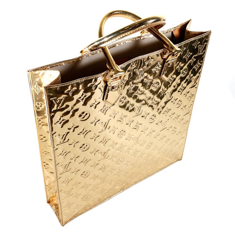 Louis Vuitton Sac Plat Hand Tote Bag Gold Monogram Miroir M40268