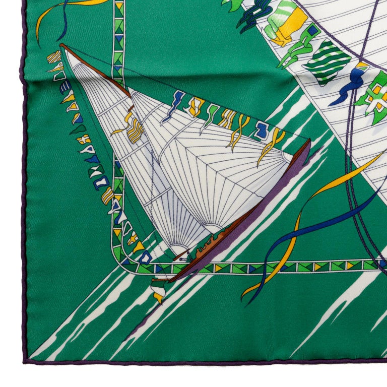 Hermès Green Claque au Vent 60 cm Silk Scarf at 1stDibs
