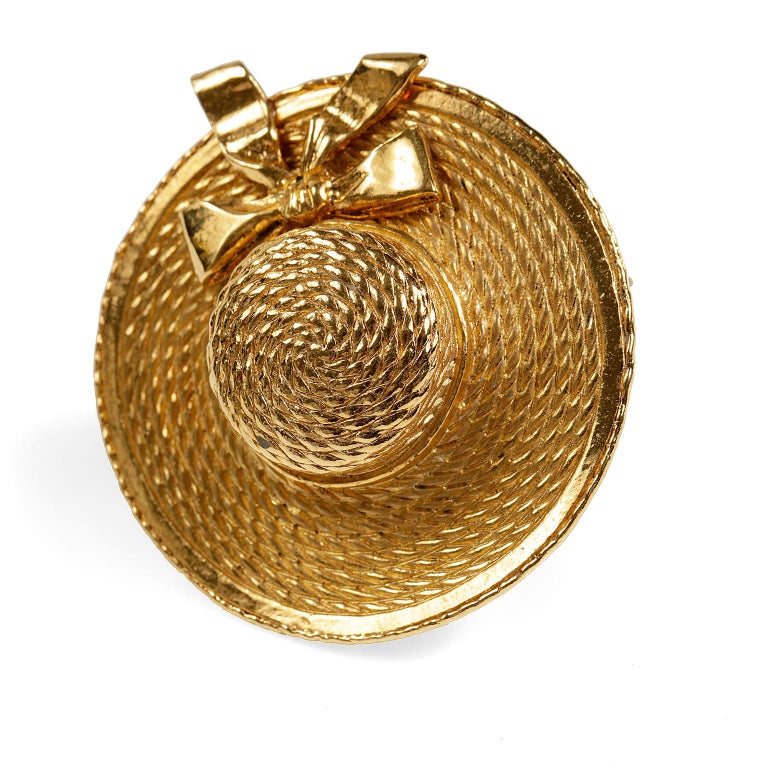 Chanel Vintage Gold Hat Brooch Pin at 1stDibs