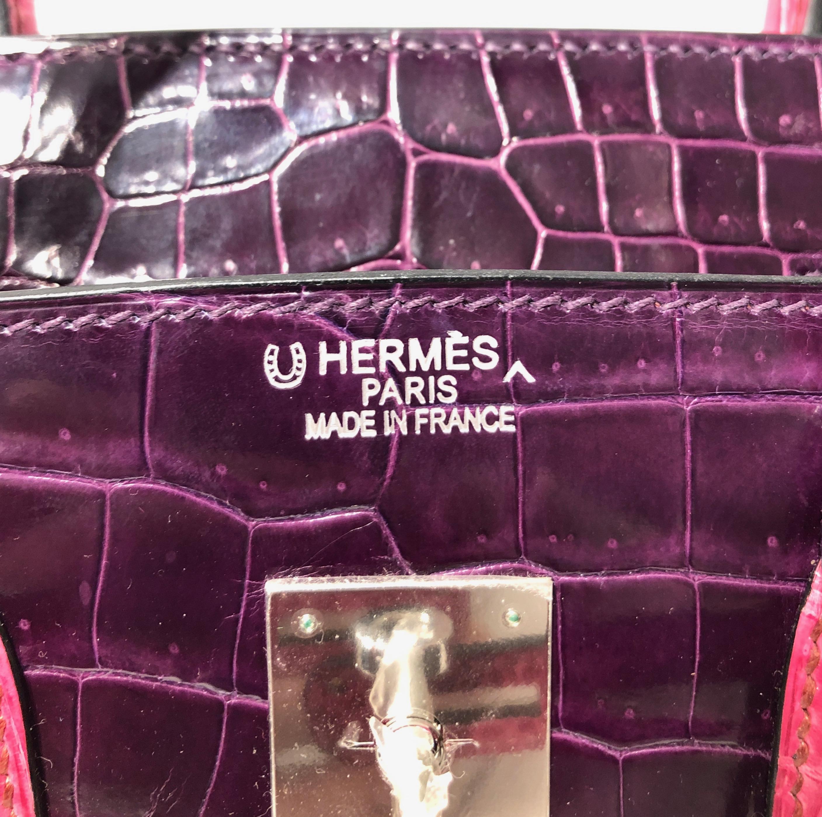 Hermès Amethyst and Fuchsia Porosus Crocodile 35 cm Birkin at 1stDibs ...