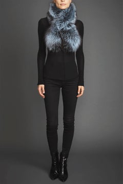 Verheyen London Lapel Iced Topaz Cross-through Collar Fox Fur & Silk Lining