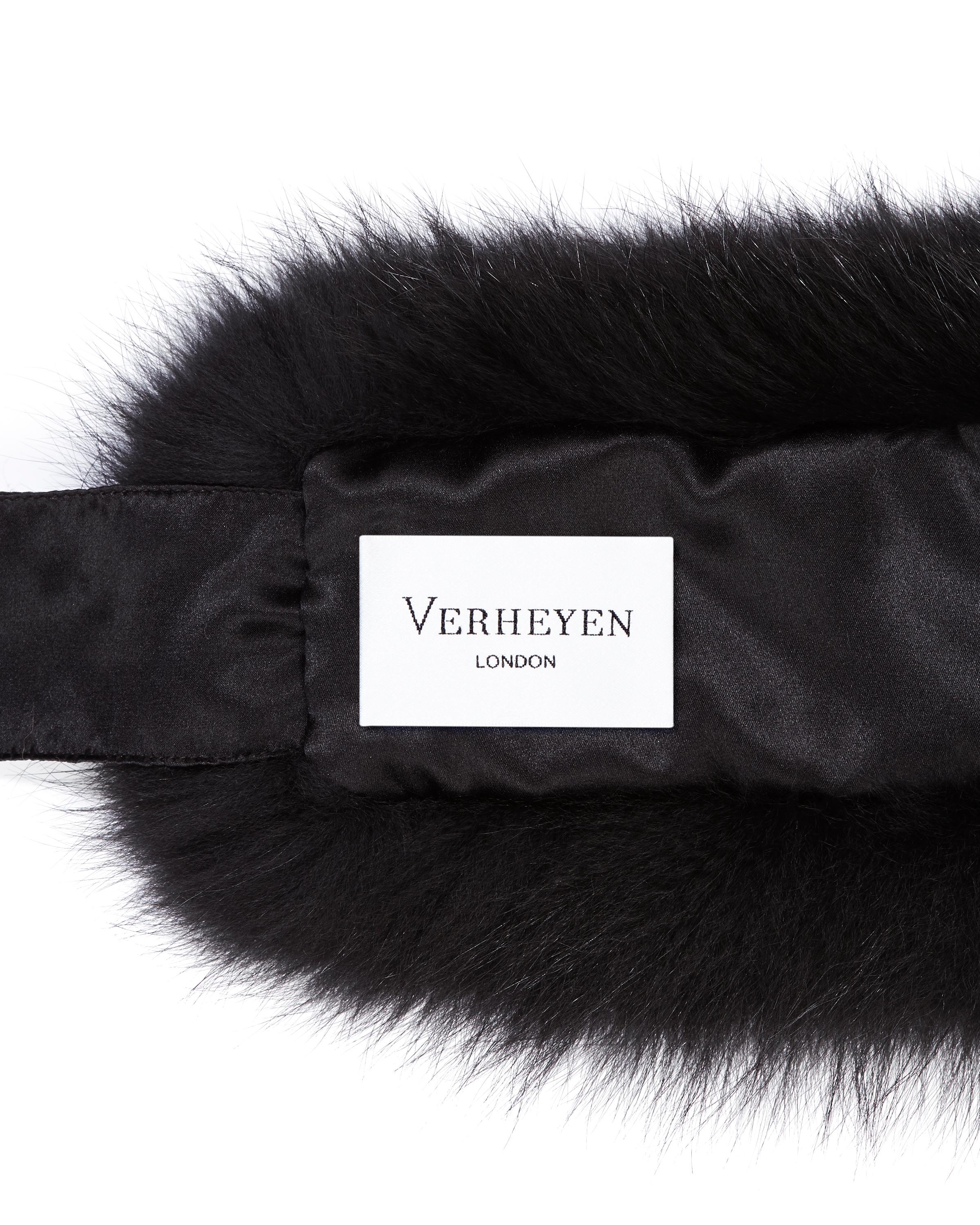 Verheyen London Circle Stand up Collar in Black Fox Fur & Silk Lining  2