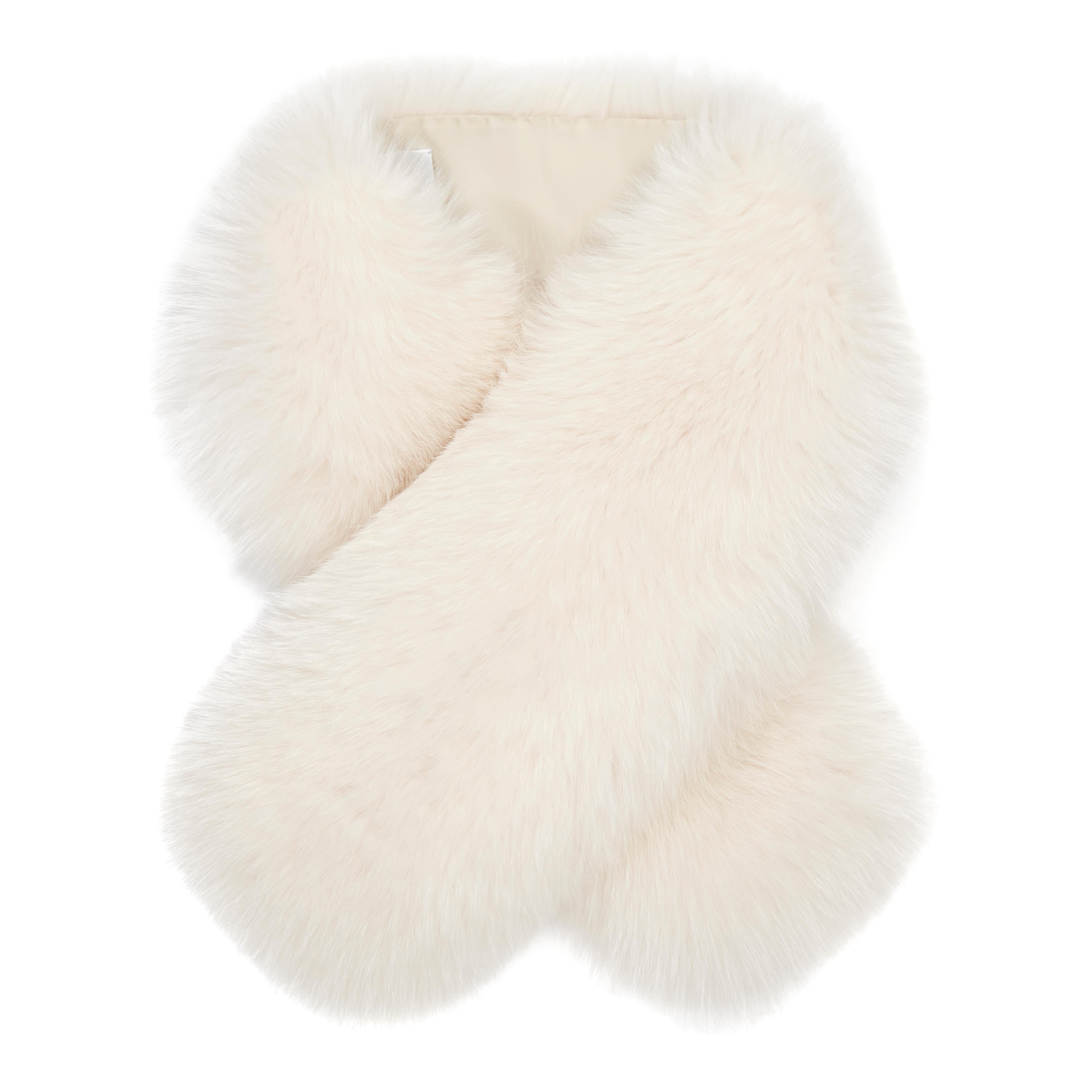 Verheyen London Lapel Cross-through Collar in Pearl White Fox Fur