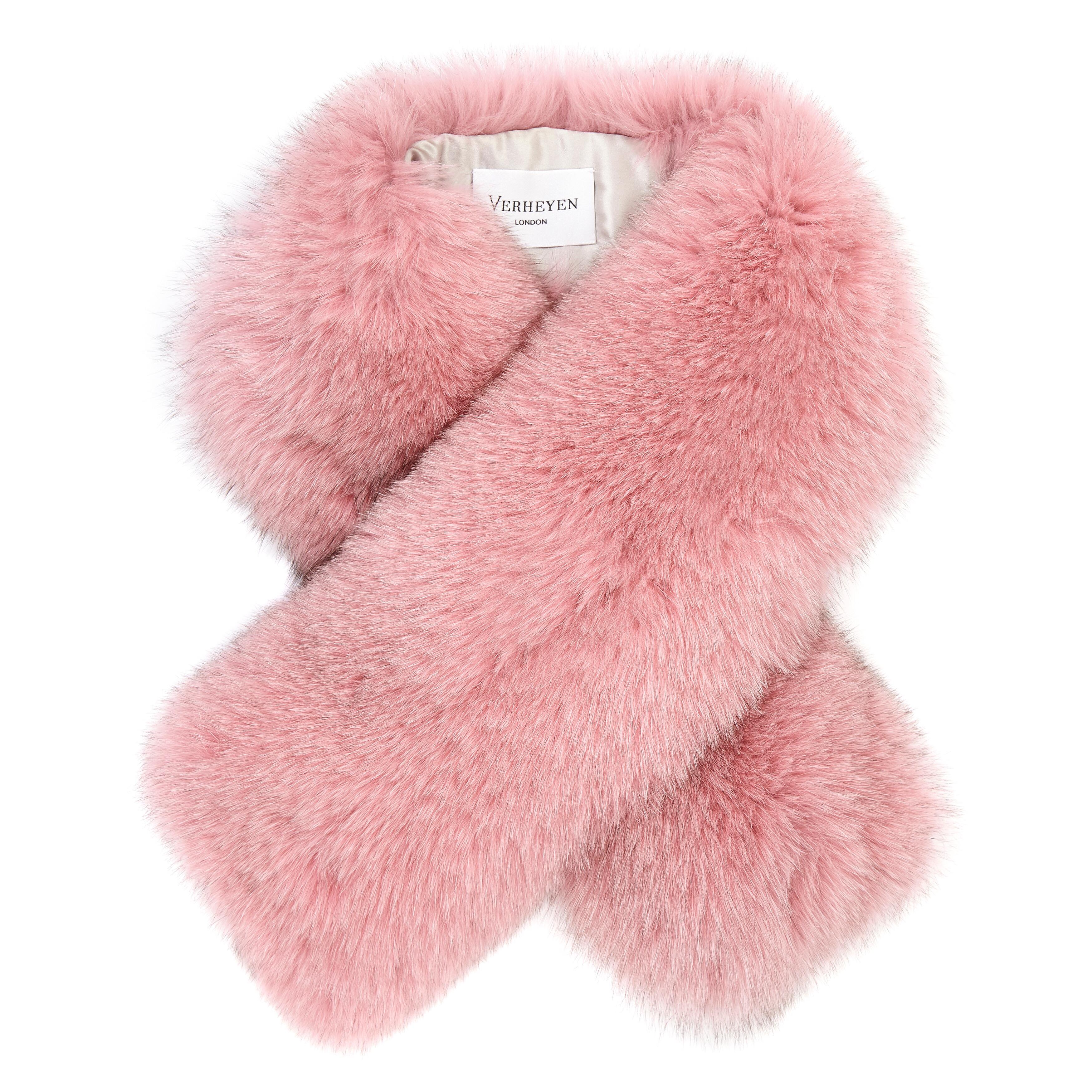 Verheyen London Lapel Cross-through Collar in Rose Petal in Fox Fur