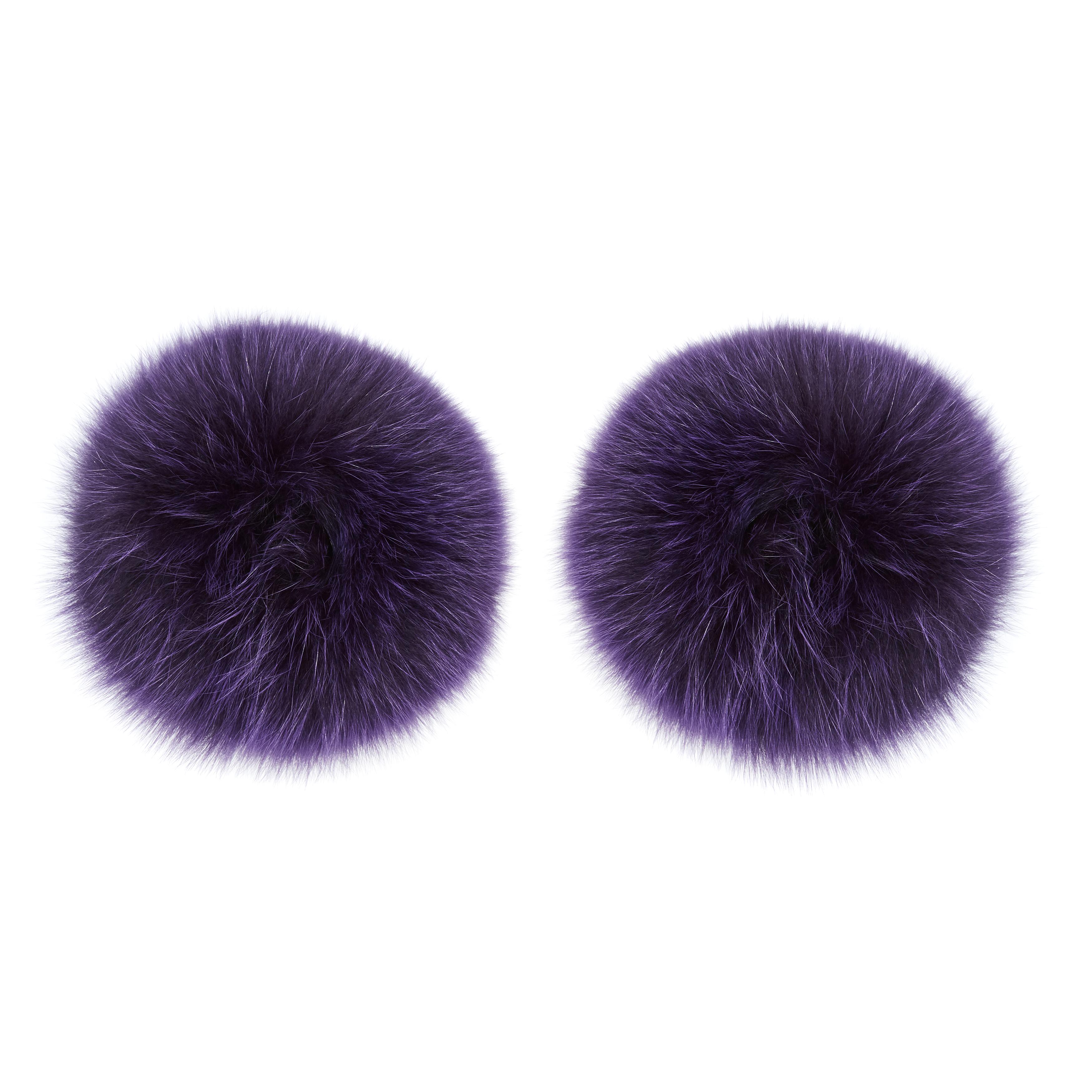 Verheyen London Snap on Fox Fur Cuffs in Purple Amethyst 1
