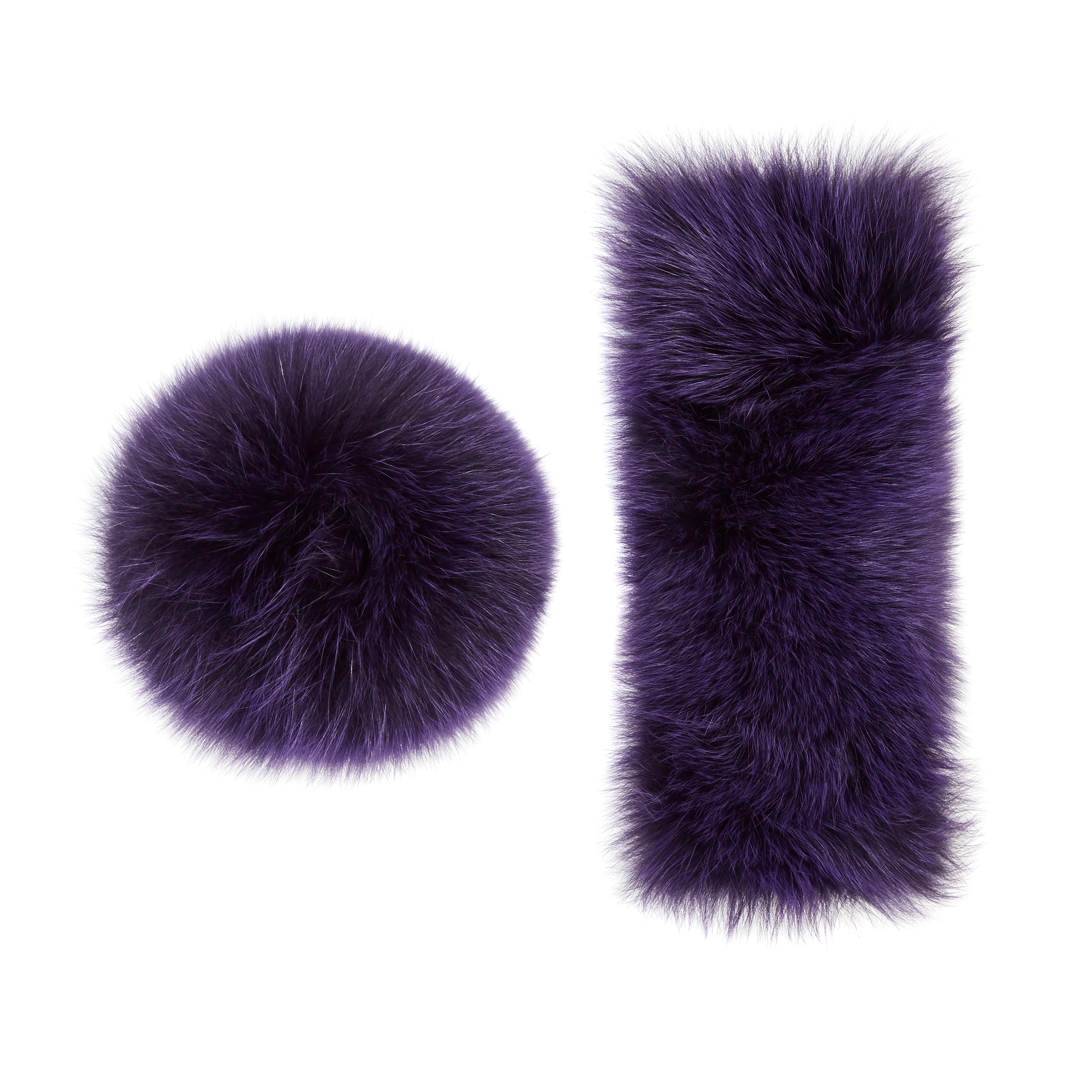 Verheyen London Snap on Fox Fur Cuffs in Purple Amethyst