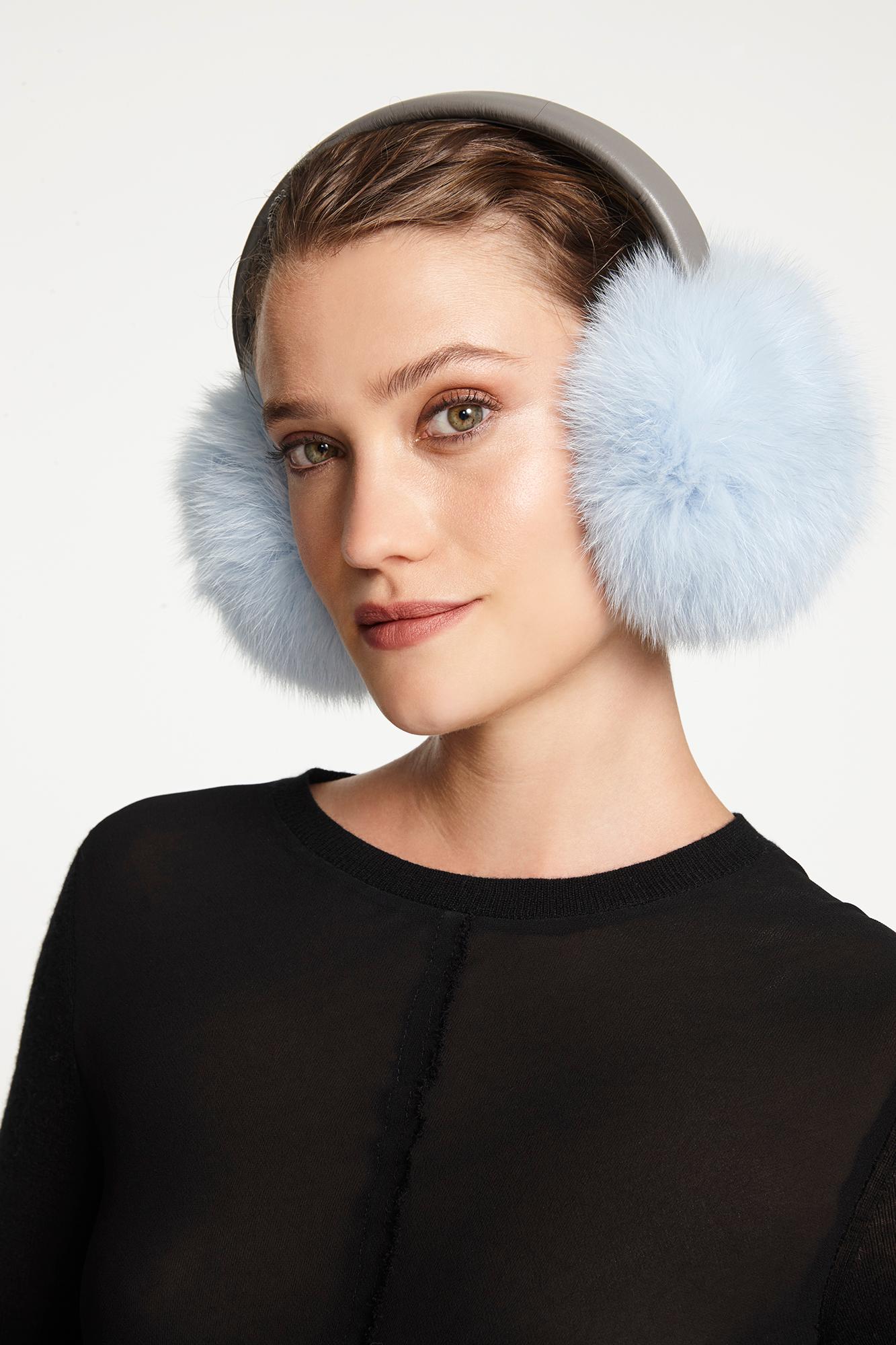 Women's or Men's Verheyen London Ear Muffs in Iced Topaz Fox Fur