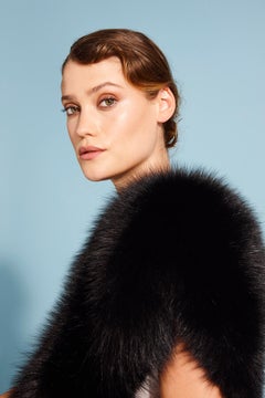 Verheyen London Chained Stole in Black Fox Fur & Silk Lining with Chain