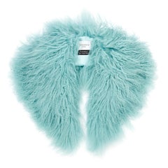 Verheyen London Shawl Collar in Aquamarine Blue Mongolian Lamb Fur 