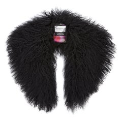 Verheyen London Shawl Collar in Black Mongolian Lamb Fur Lined in 100% Silk 