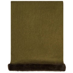 Verheyen London Mink Fur Trimmed Cashmere Shawl Scarf in Olive