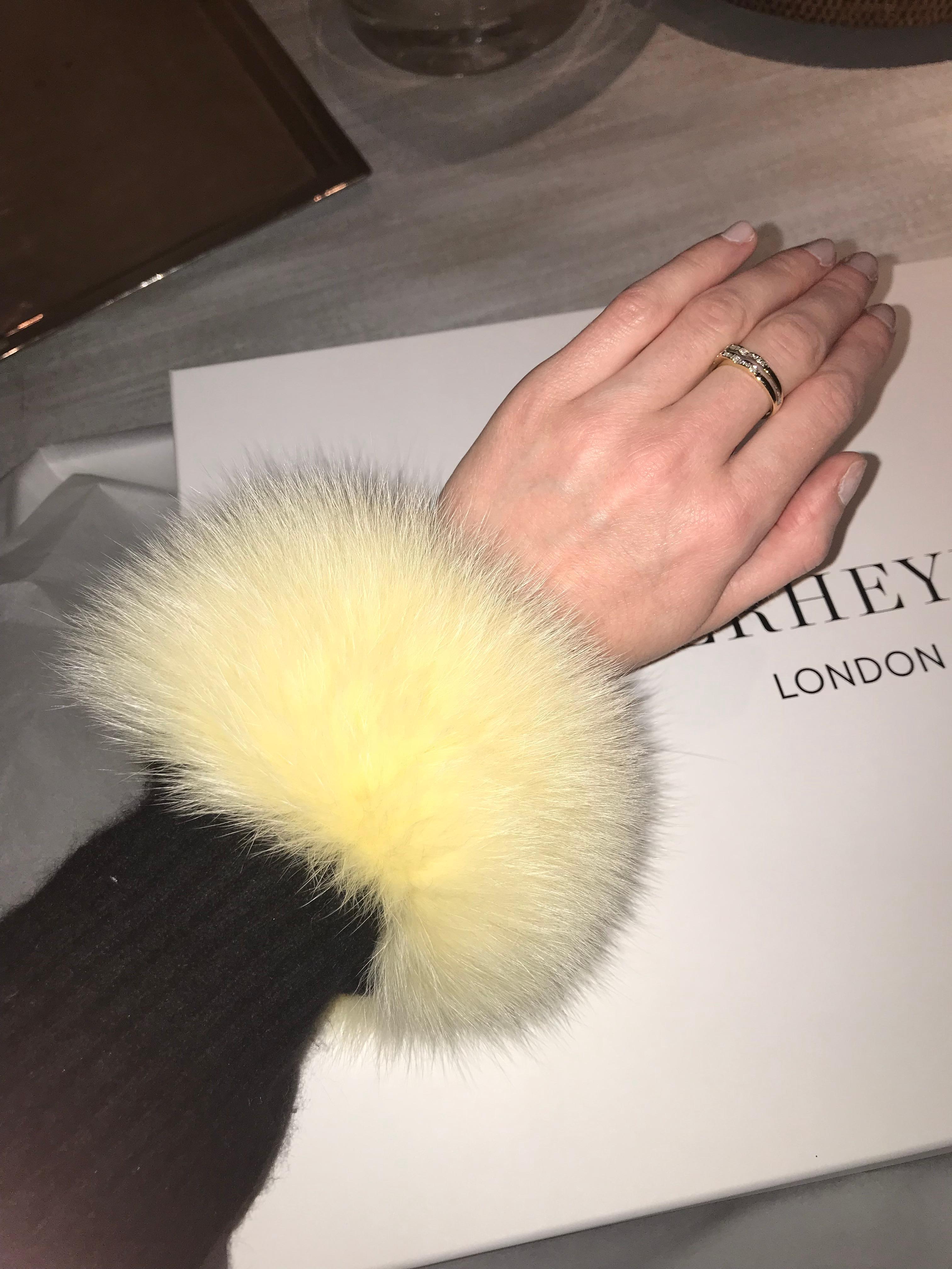 Verheyen London Snap on Fox Fur Cuffs in Pale Yellow 1