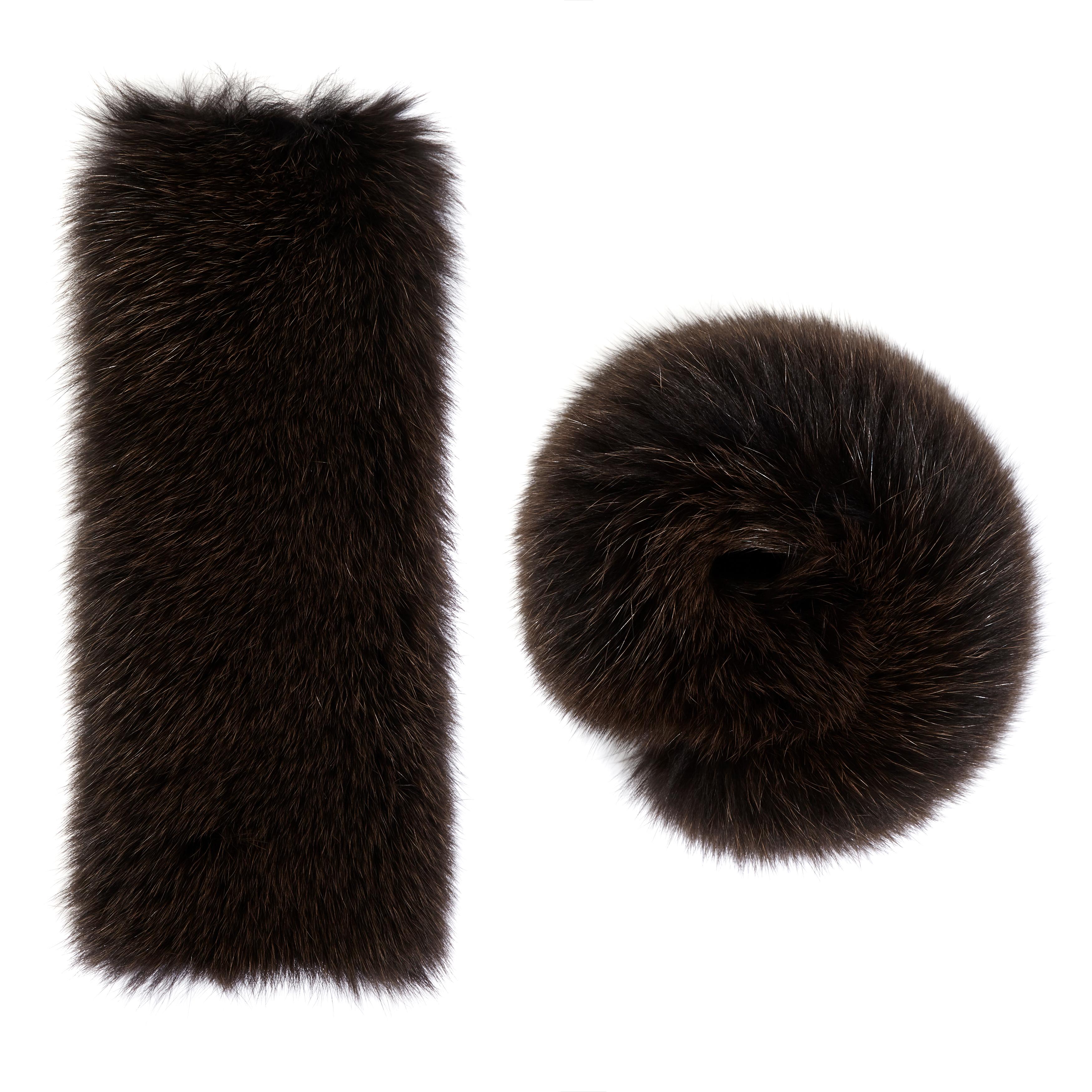 Verheyen London Large Pair of Snap on Fox Fur Cuffs in Soft Brown 