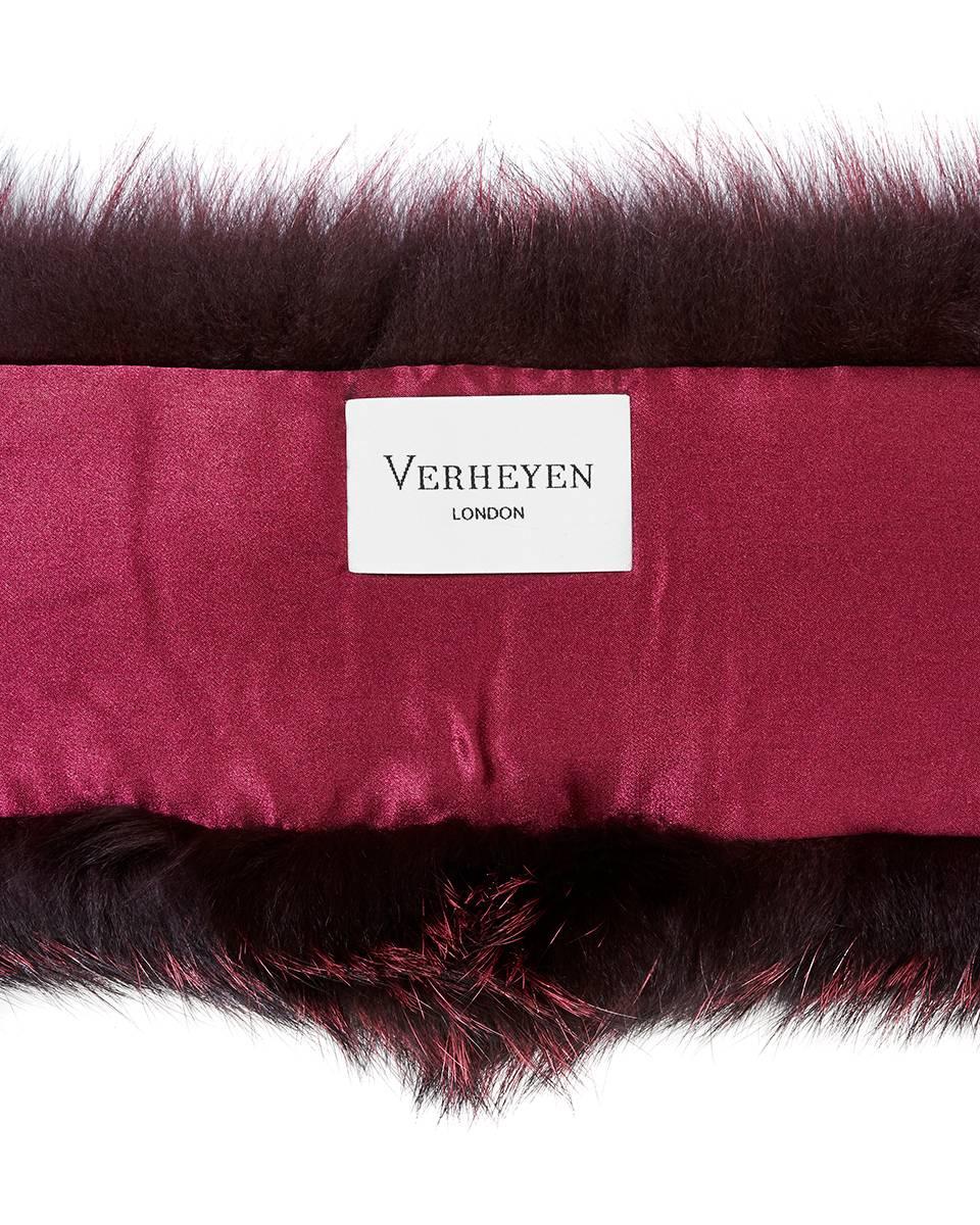Verheyen London Lapel Cross-through Collar in Soft Ruby Fox Fur & Silk Lining 3