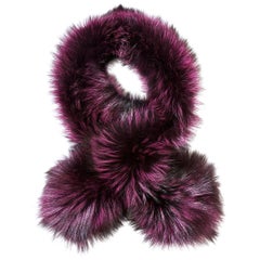 Verheyen London Lapel Cross-through Collar in Deep Amethyst  Fox Fur & Silk