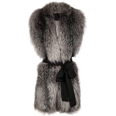 Verheyen London Legacy Stole Natural Blue Frost Fox Fur & Silk Lining -Brand New