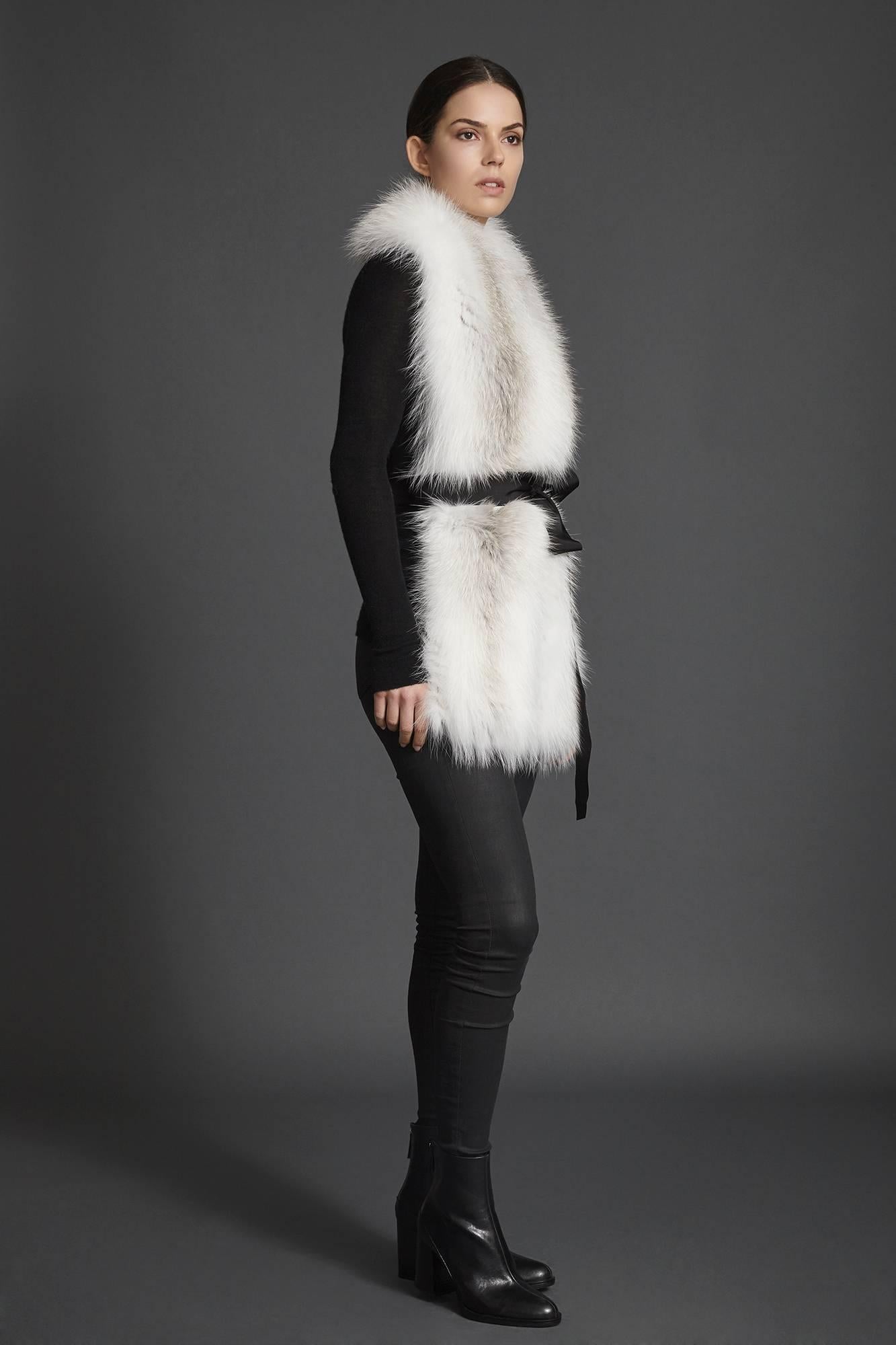 Verheyen London Legacy Stole in Natural Fawn Light Fox Fur - Silk &Monogramming  1
