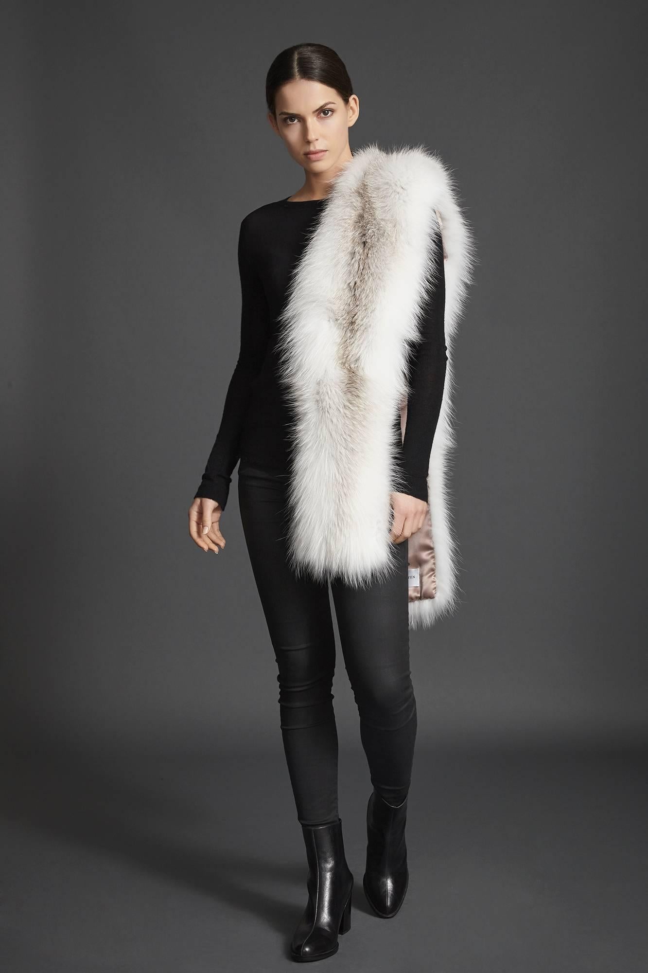 Verheyen London Legacy Stole in Natural Fawn Light Fox Fur - Silk &Monogramming  3