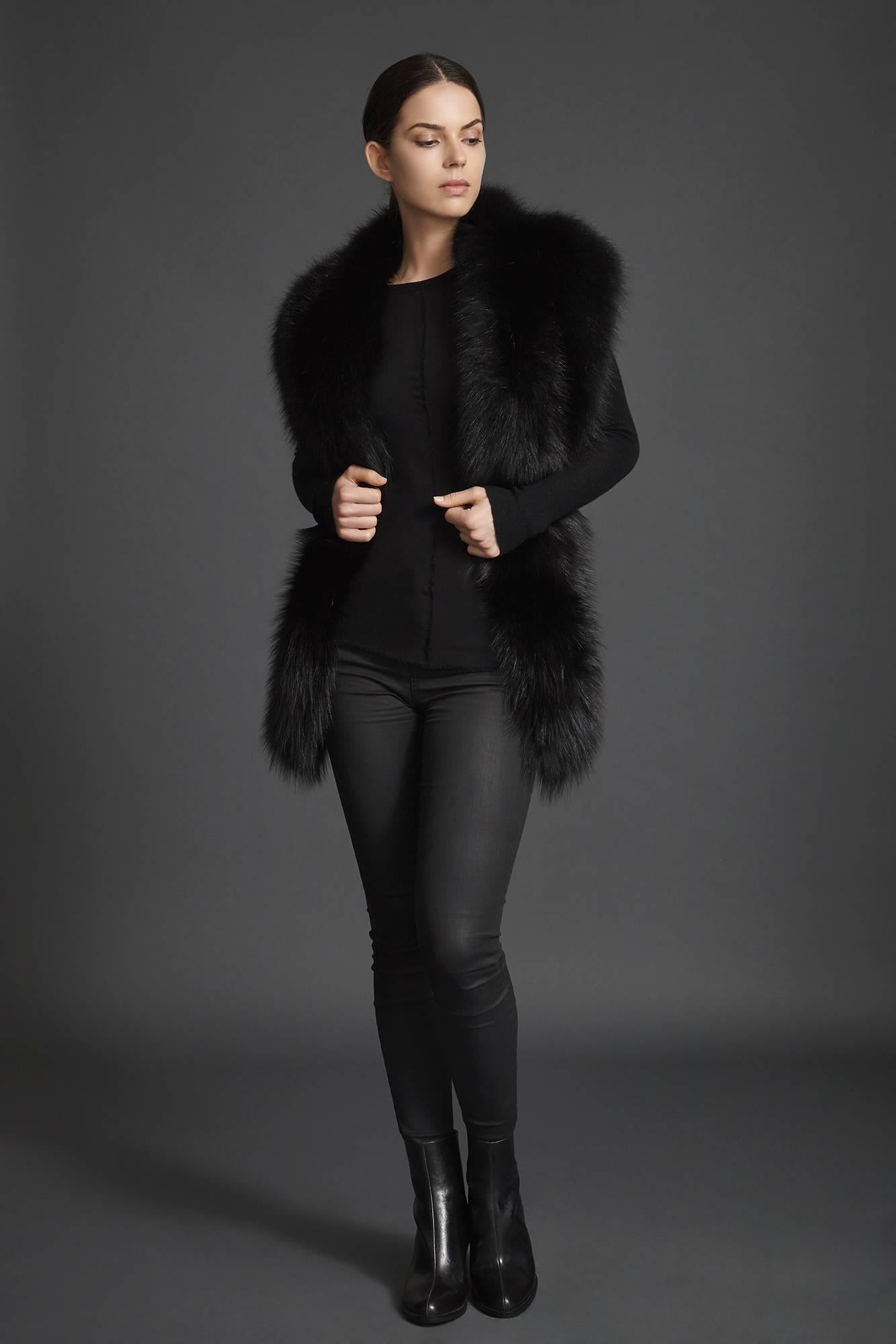 Verheyen London Legacy Black Fox Fur Stole worn 3 ways -  Brand New 4