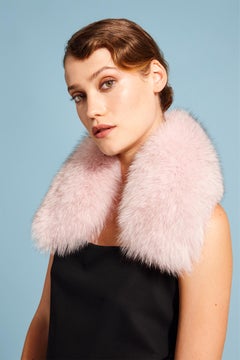 Verheyen London Peter Pan Collar in Pastel Rose Pink Fox Fur and lined in silk