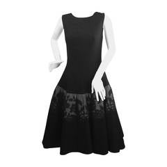 Vintage 1950s Mr. Blackwell Black Wool Dress