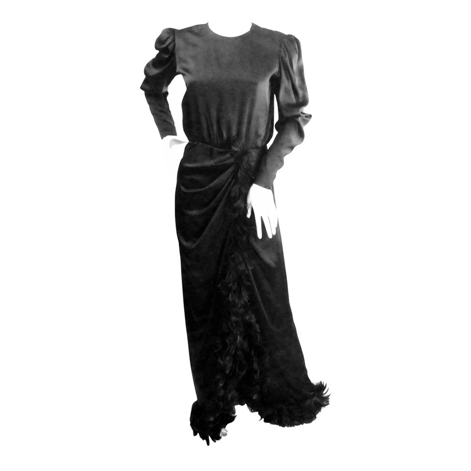 Givenchy Black Silk Gown, 1970s 