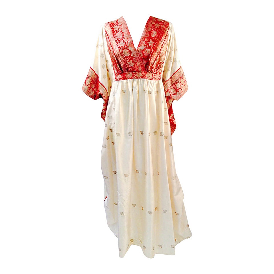 Raksha Silk Kaftan, 1970s For Sale