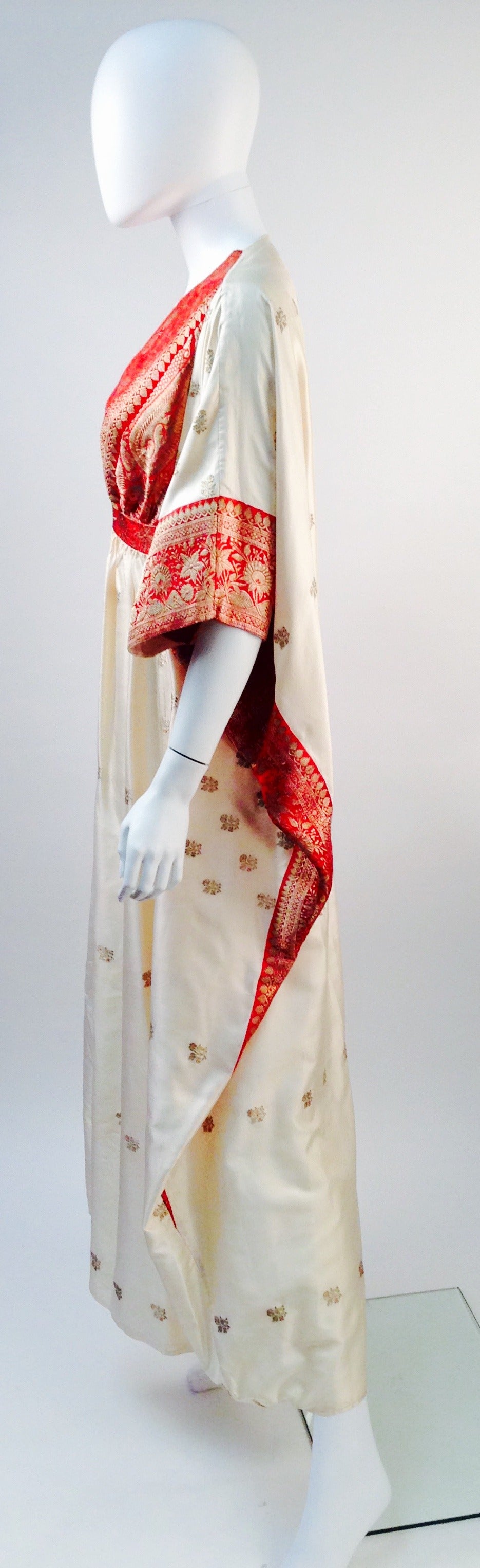 Beige Raksha Silk Kaftan, 1970s  For Sale