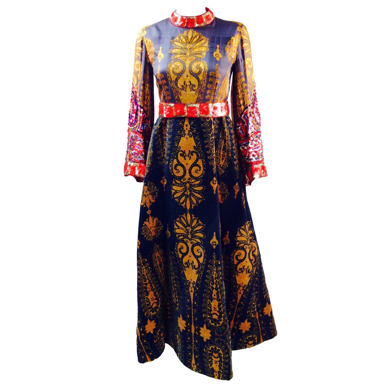 1970s Ronald Amey Print Gown