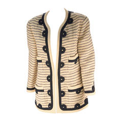 Vintage 1980's Chanel Cream and Navy Stripped Jacket