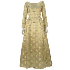 Gold Brocade Silk Satin Gown, 1960s 