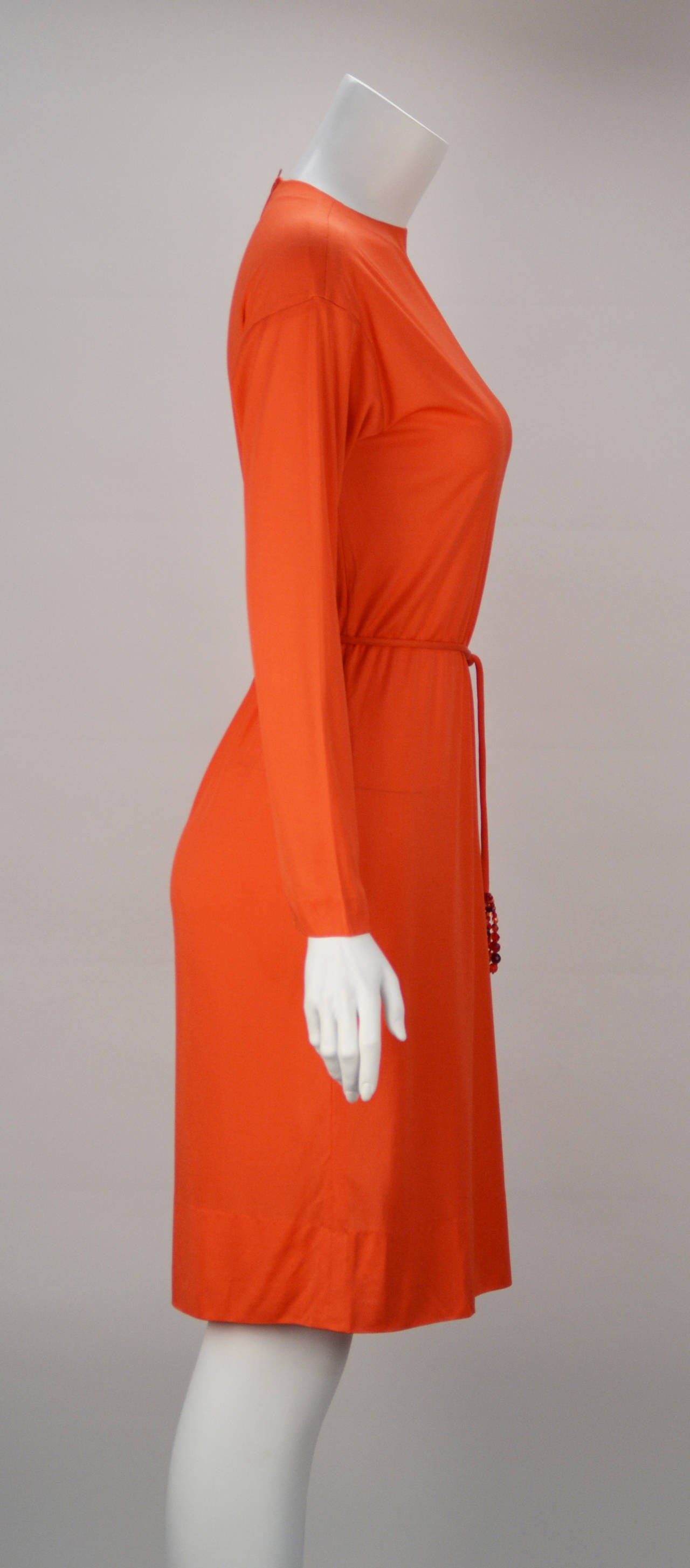 1960s Pucci Coral Silk Knit Dress and Coppola e Toppo Belt In Excellent Condition In Houston, TX