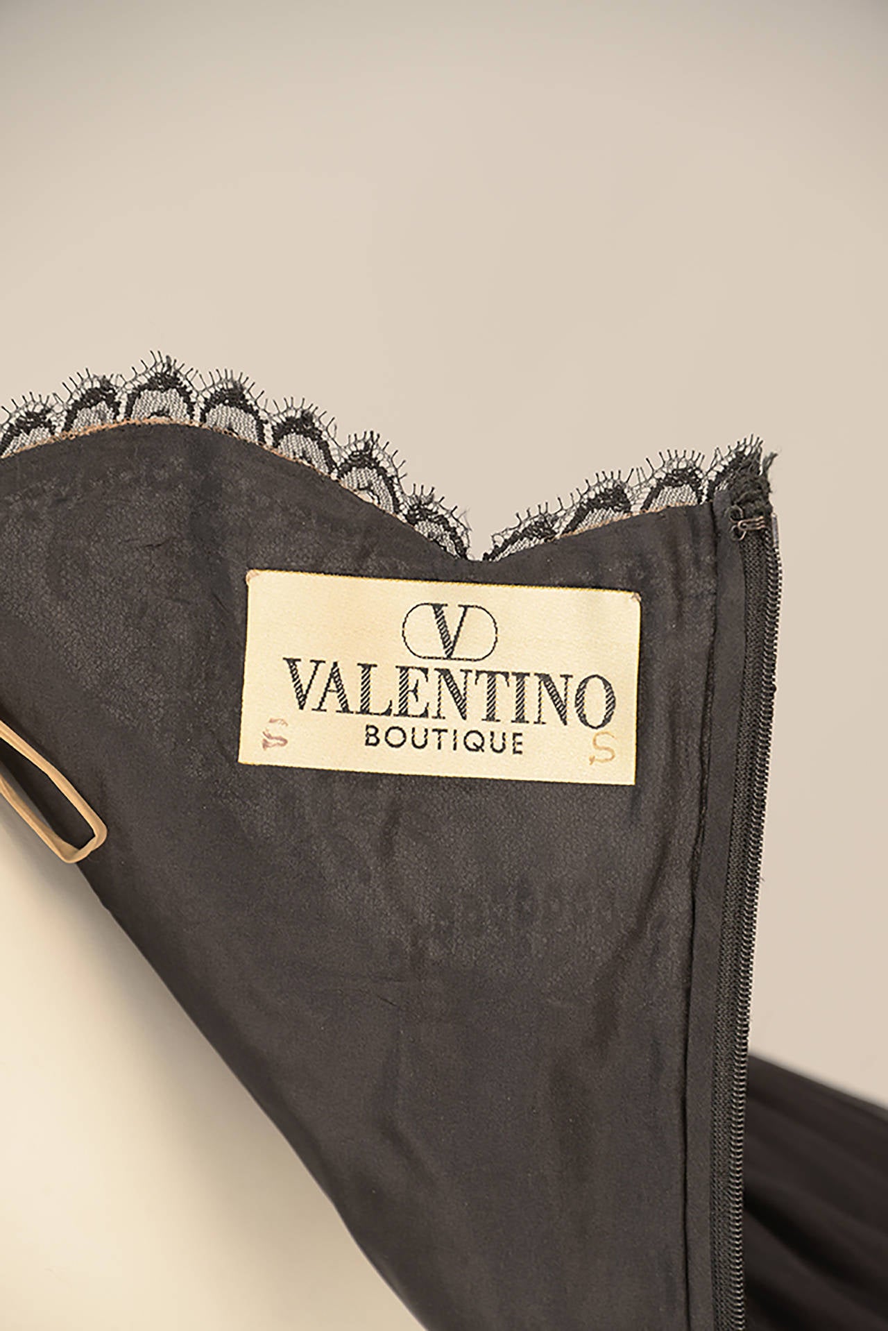 1990s Valentino Black Lace and Silk Dress Modern Size 2 1