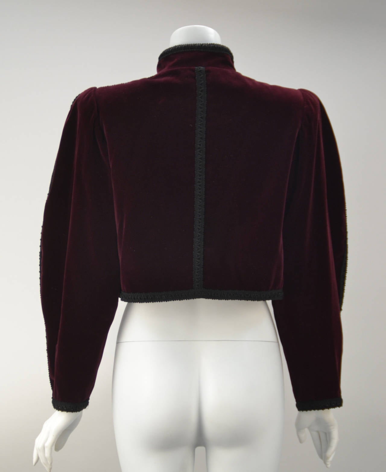 1970's Yves Saint Laurent Wine Bolero In Excellent Condition In Houston, TX