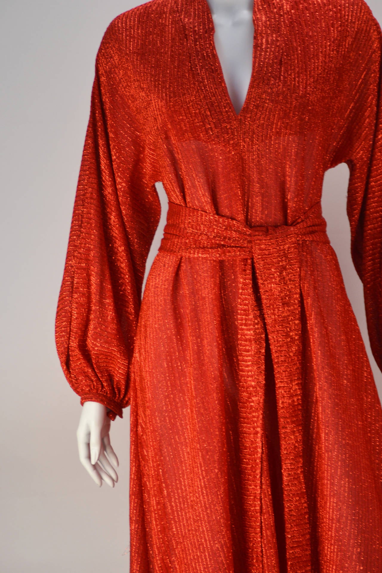 Women's Halston Red Metallic  IV Dress, 1970s