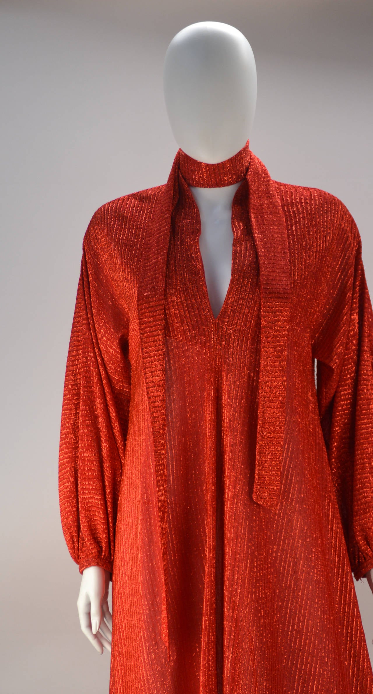 Halston Red Metallic  IV Dress, 1970s 2