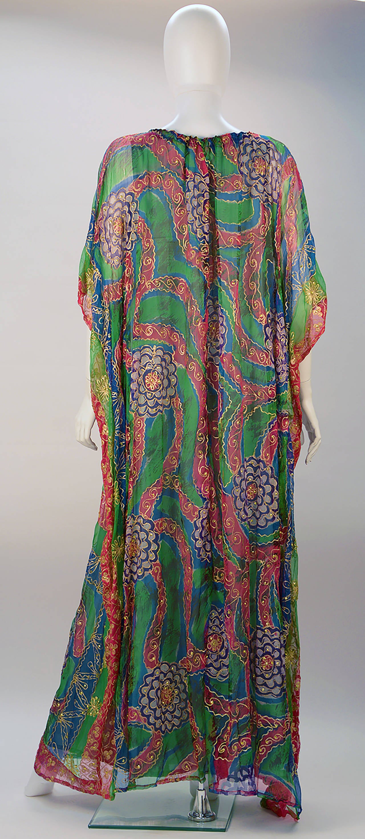 Early 70's Belleville Sassoon Gold Embroidered Kaftan