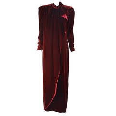 1980s Sant Angelo Wine Velvet Gown
