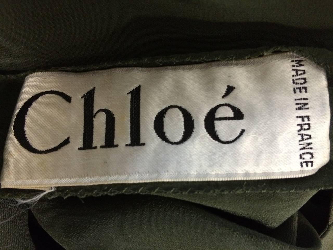 1980s Chloe Olive Green Drop Waist Dress 3