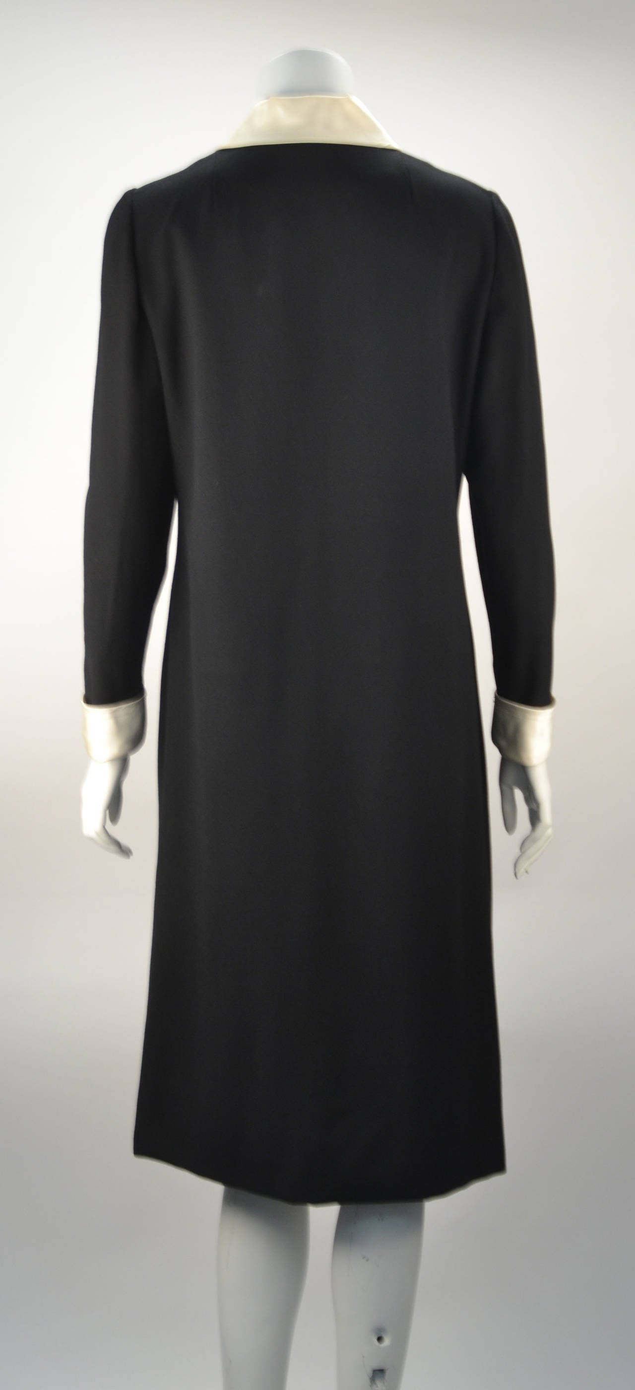 1970s Oscar de La Renta Black Jeweled Center Dress