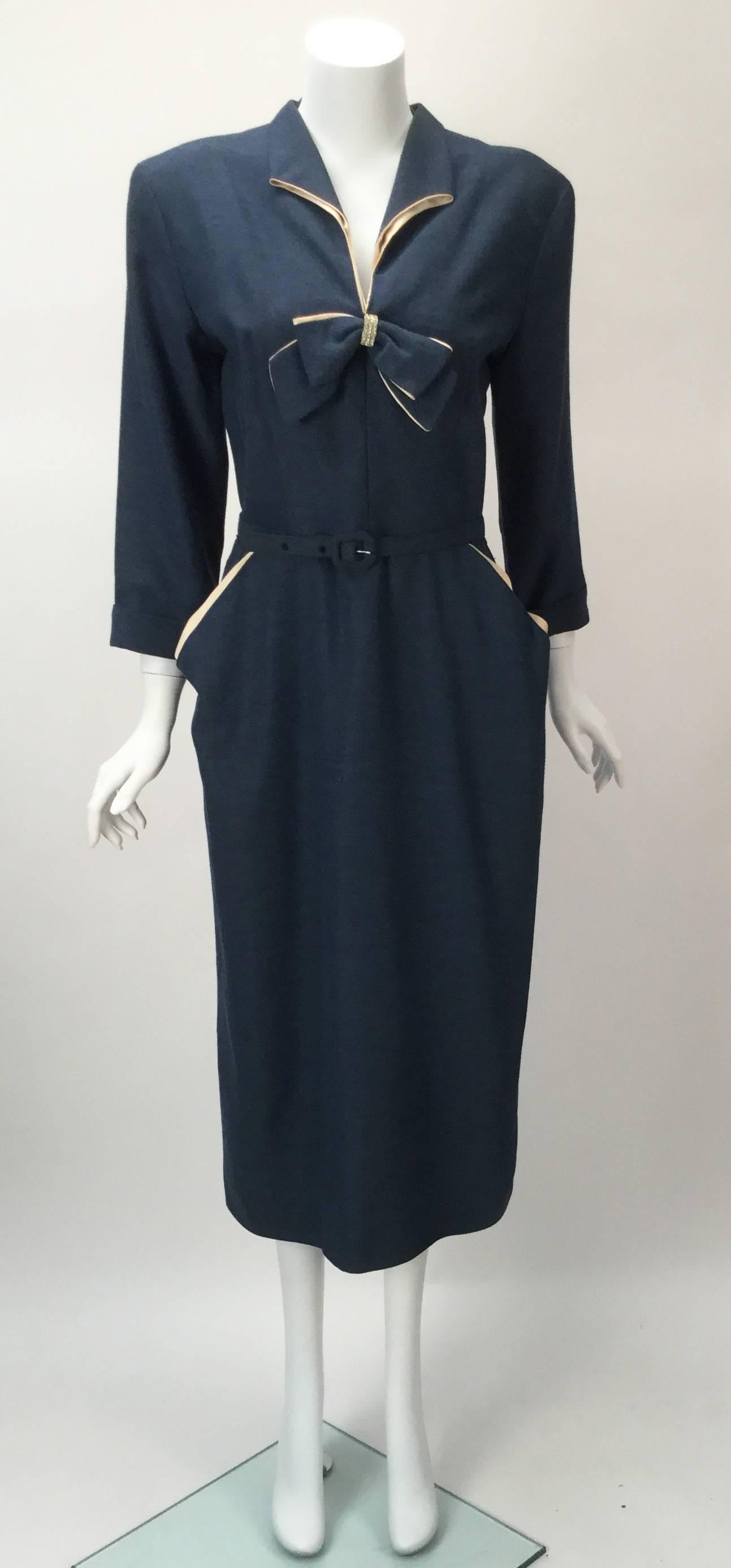 Black 1940s Mar Tee Original Cadet Blue Dress 