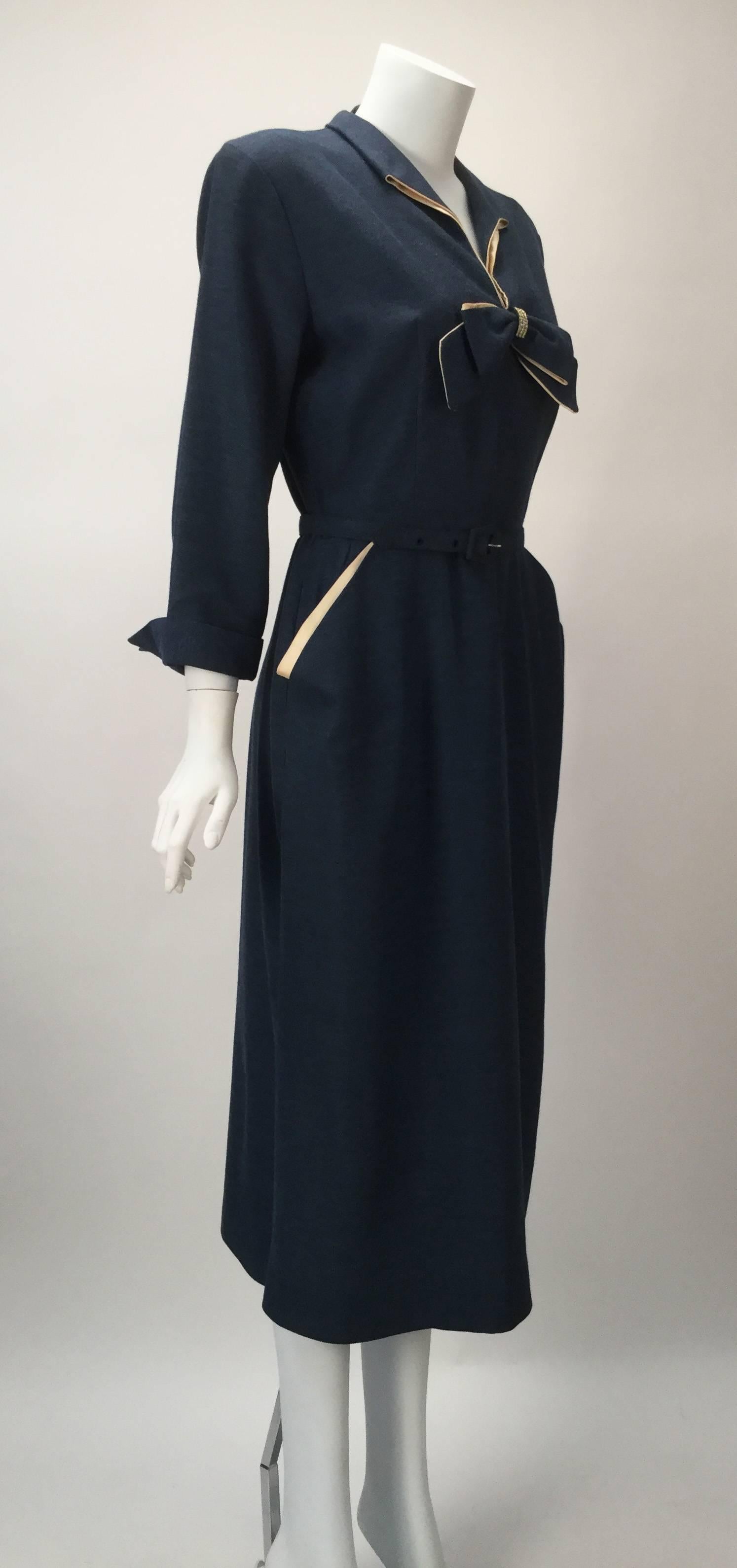 1940s Mar Tee Original Cadet Blue Dress  In Excellent Condition In Houston, TX
