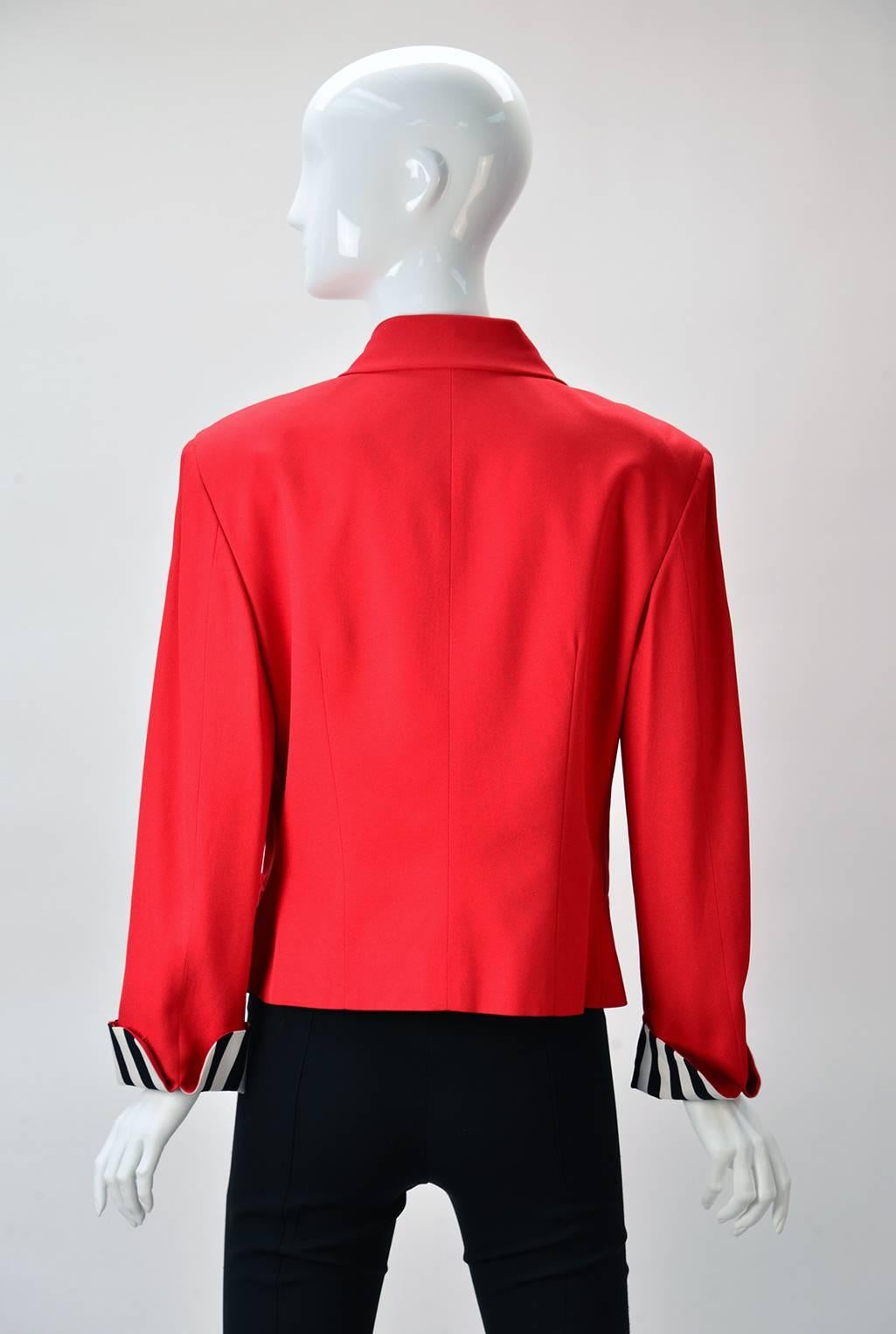 red black and white blazer