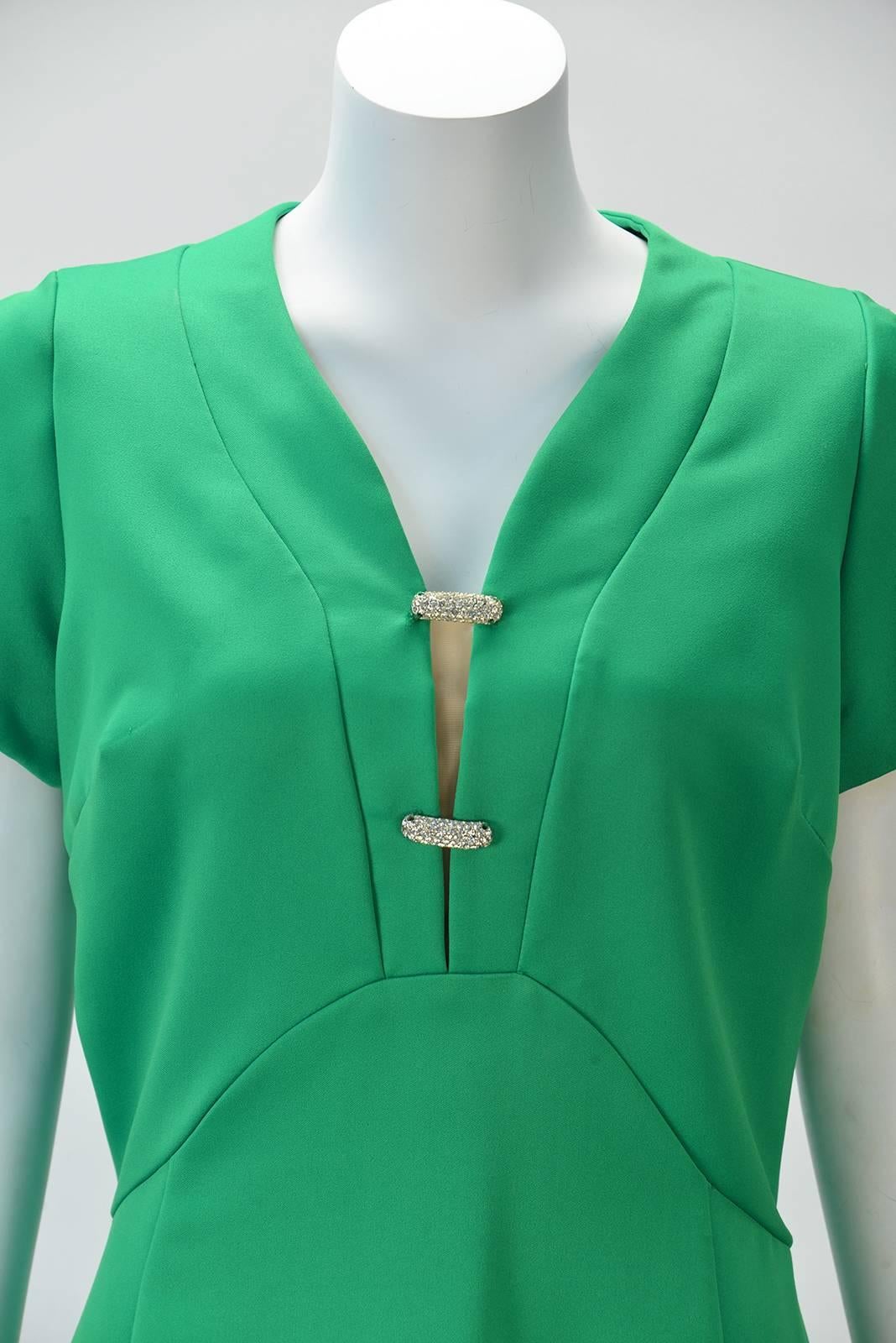 1960s Helen Bass Kelly Green Party Dress In Good Condition In Houston, TX