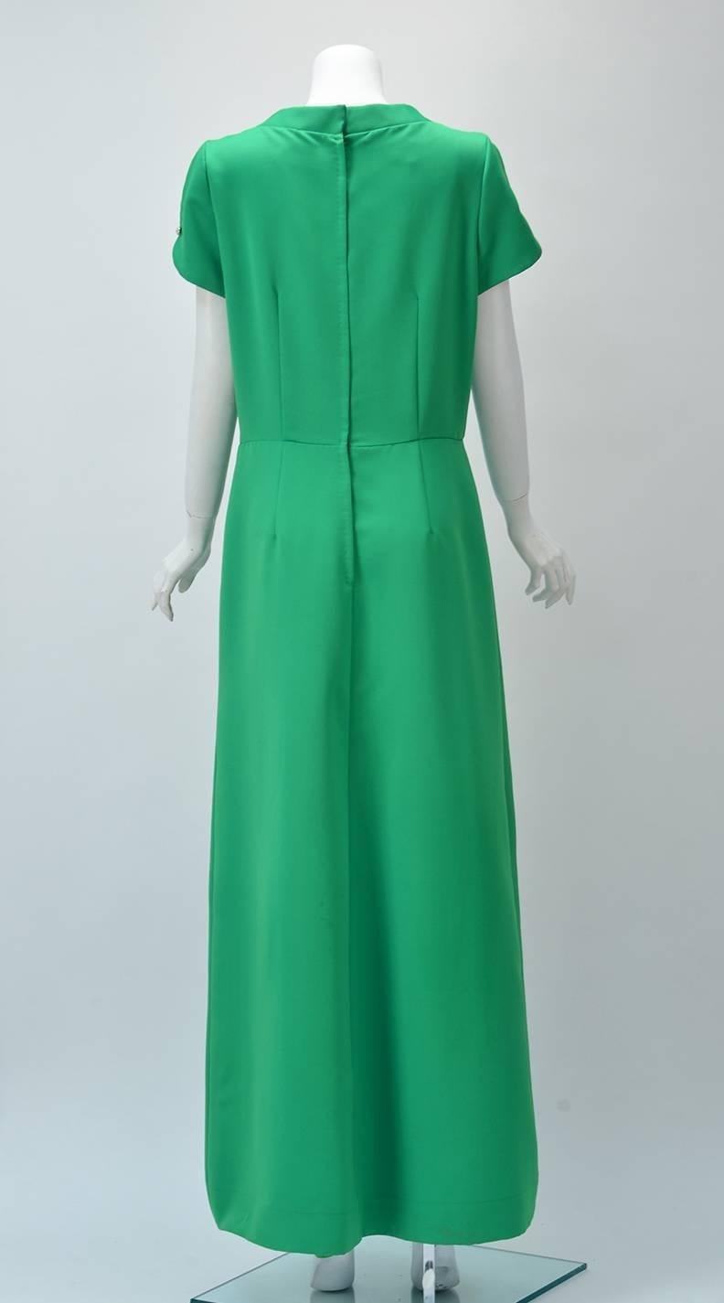 Blue 1960s Helen Bass Kelly Green Party Dress