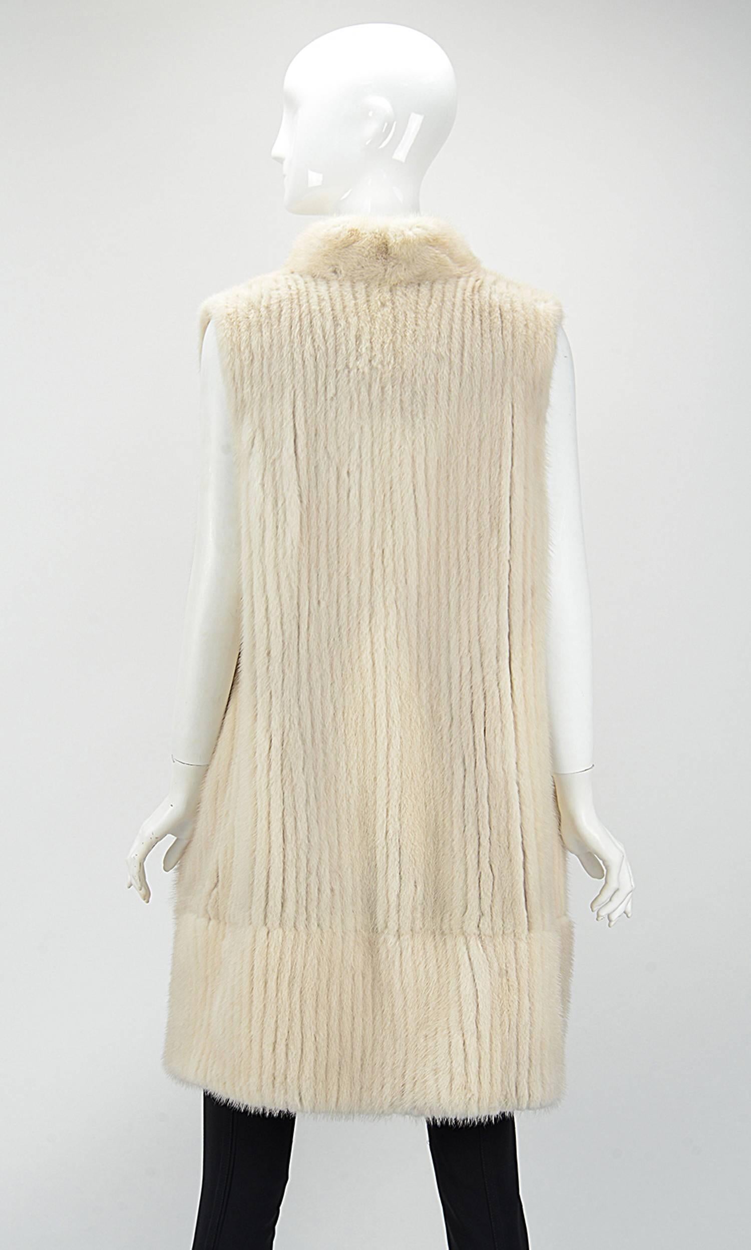 Beige 1960s Vintage Mink Sleeveless Coat / Vest