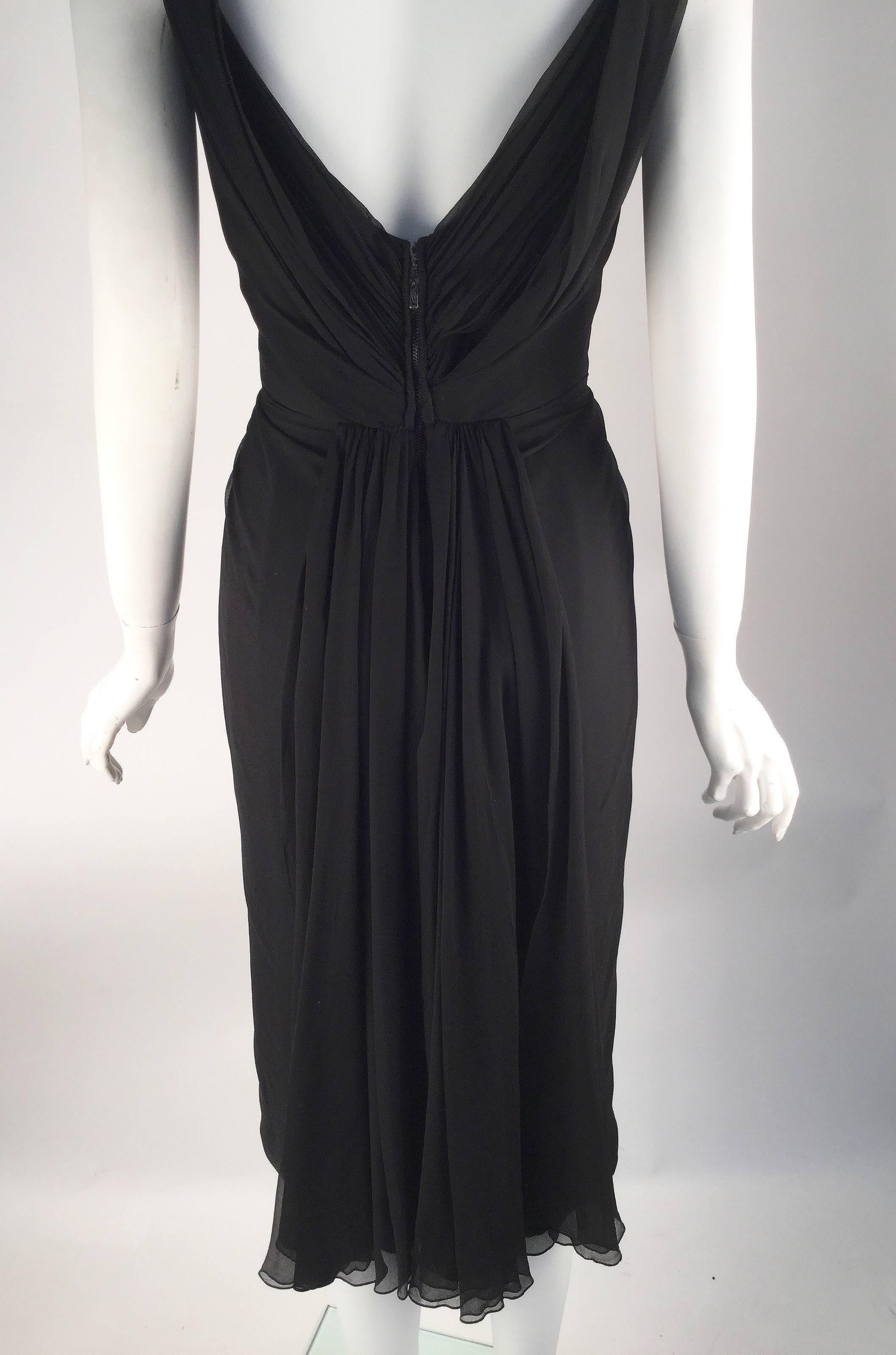 1960s Jobere Black Silk Cocktail Dress For Sale at 1stDibs